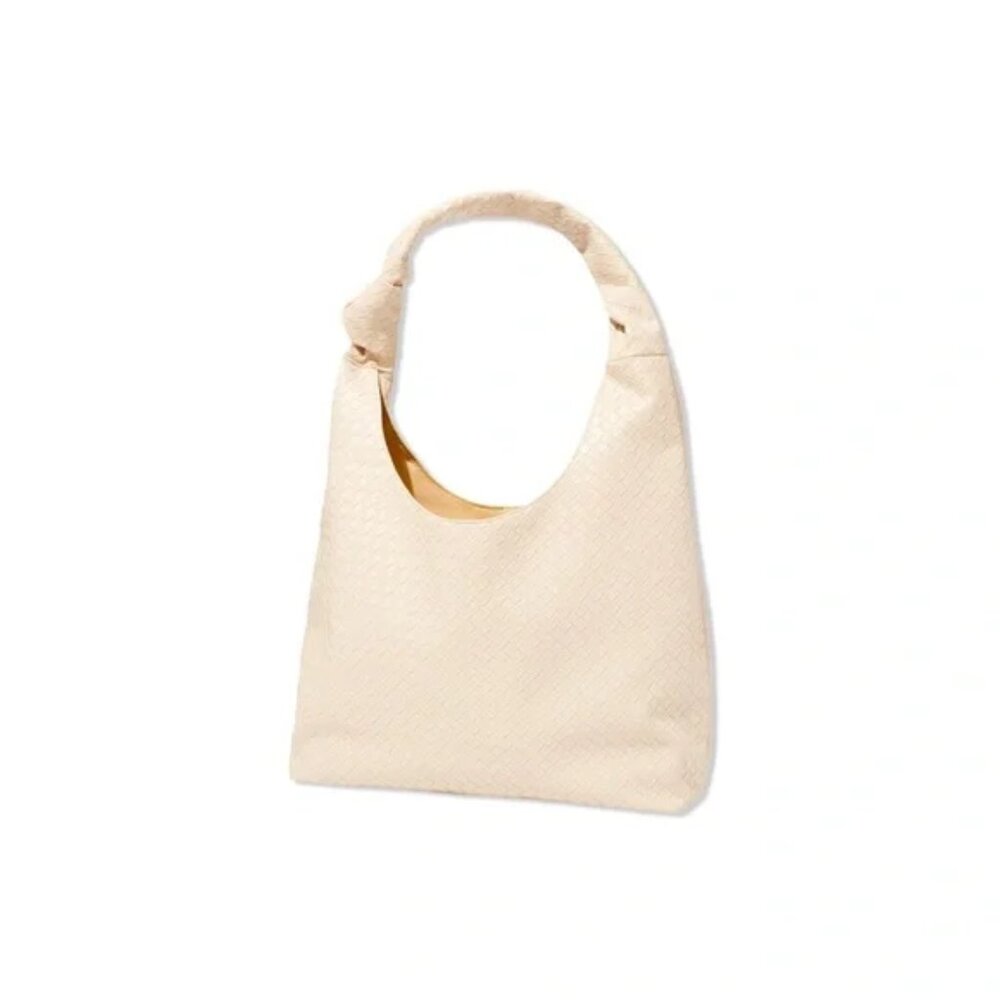 Ulta Cream Woven Pattern Hobo Tote Bag, NWT